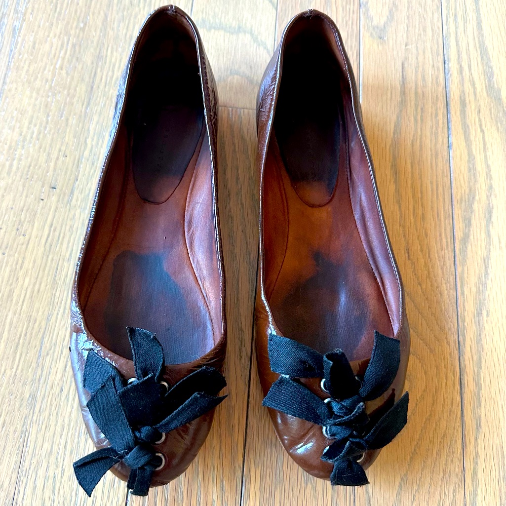 Anthropologie Leifsdottir Lahja Ballet Bow Flat Shoes Brown Leather Size 36 (6)